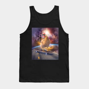 Chicken On Skateboard In Space Tank Top